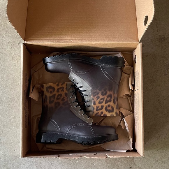Mix No. 6 Leopard Rahima Combat Weather/Water Resistant Lace-Up Boots 11 Womens - Picture 1 of 7